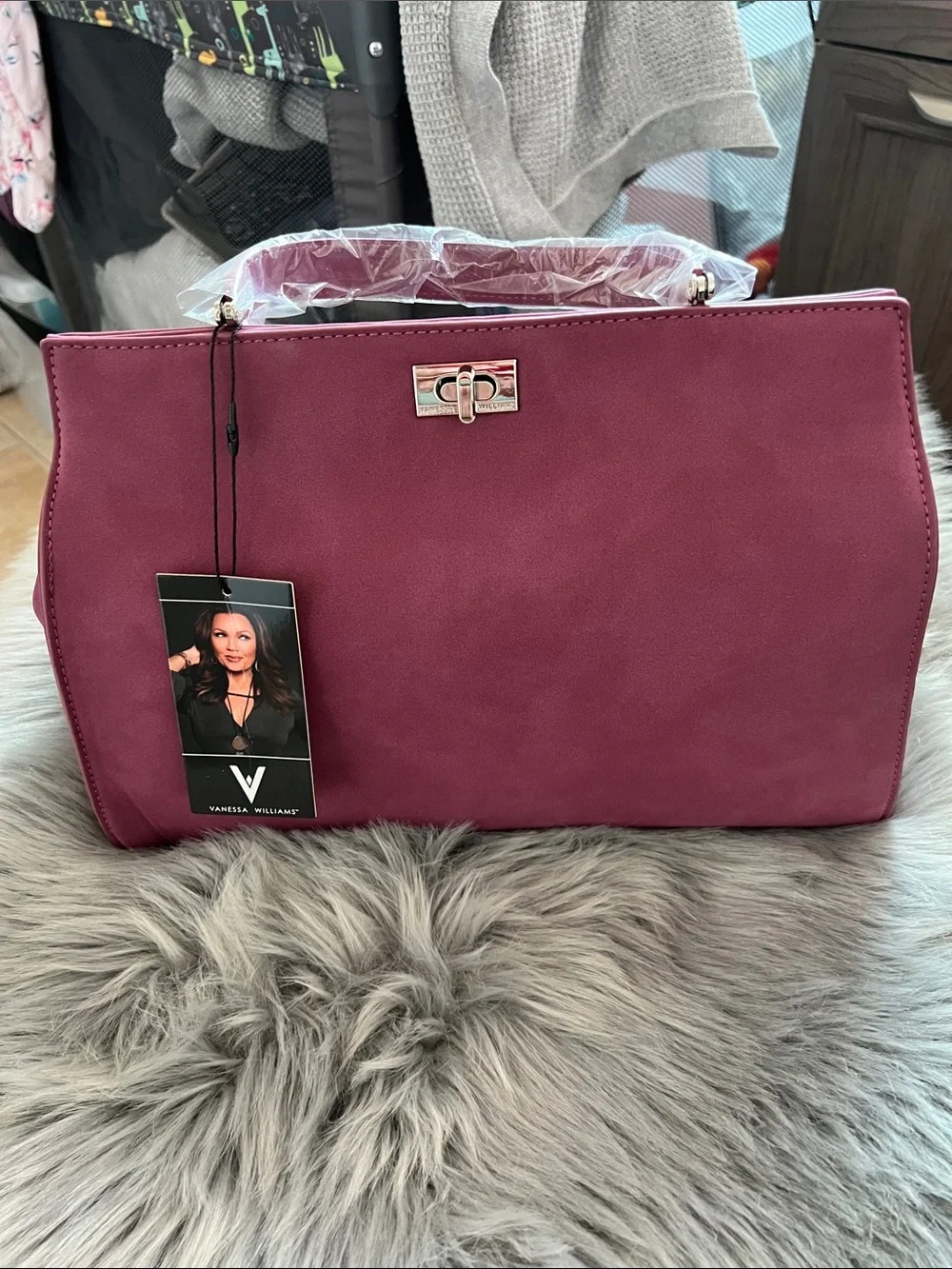 NWT Vanessa Williams Merlot Pink Satchel Bag Purse